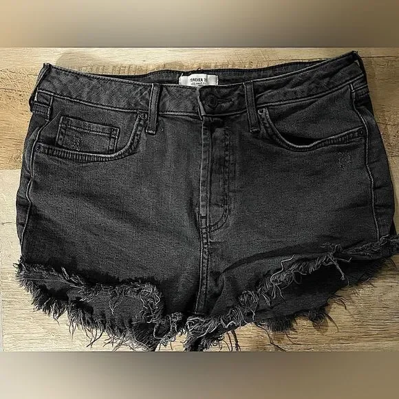 Forever 21 Shorts Womens Forever Denim Cut Off Black Jean